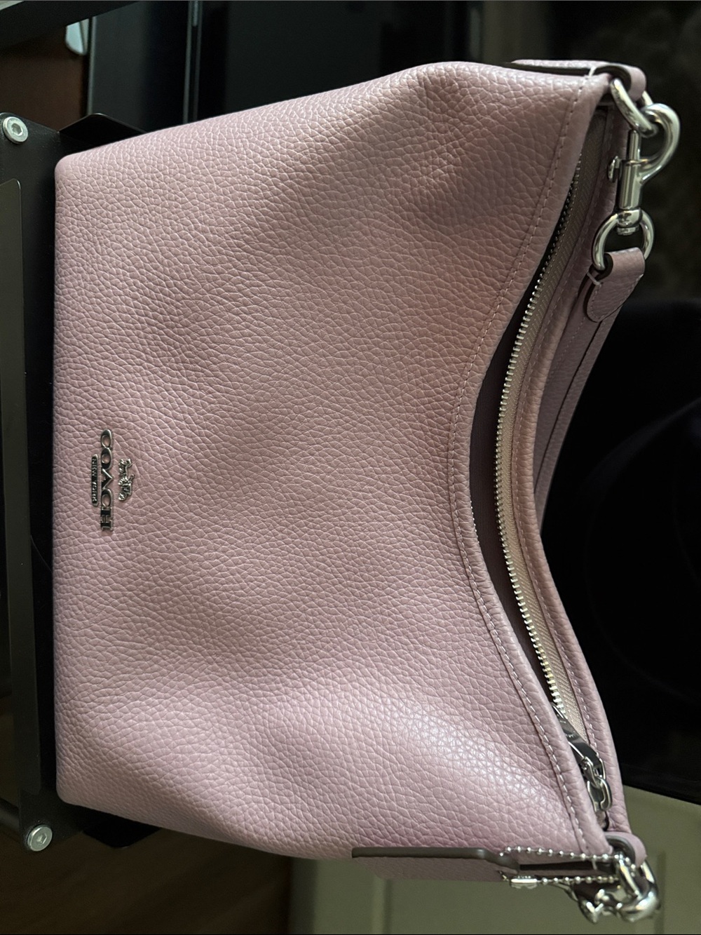 Coach Lavender Pebble Leather Shoulder Bag with Detachable Strap - Picture 3 of 5